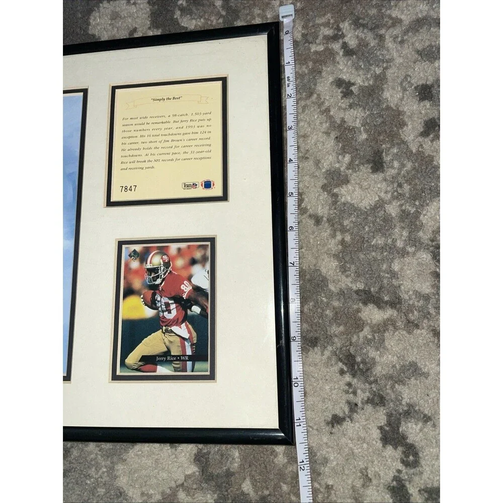 Vintage 1994 Jerry Rice 49ers Framed Litho Art Simply the Best #7847